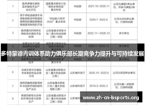 多特蒙德青训体系助力俱乐部长期竞争力提升与可持续发展